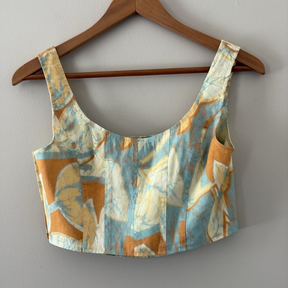 A.L.C. Isabel Sea Glass Crop Top Corset Linen Blend Sleeveless Side Zipper Sz 6 - Picture 9 of 15